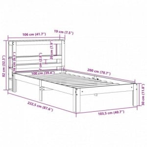 Viaszbarna tömör fenyőfa ágy matrac nélkül 100 x 200 cm