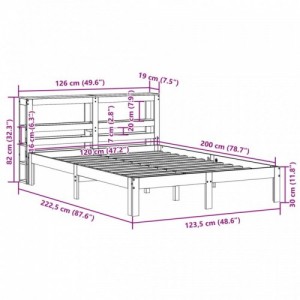 Viaszbarna tömör fenyőfa ágy matrac nélkül 120 x 200 cm