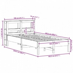 Viaszbarna tömör fenyőfa ágy matrac nélkül 100 x 200 cm