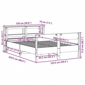 Tömör fenyőfa ágykeret ágy matrac nélkül 120 x 200 cm