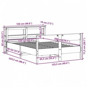 Viaszbarna tömör fenyőfa ágy matrac nélkül 120 x 200 cm