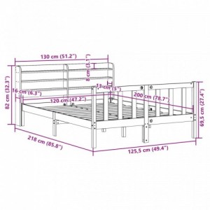 Fehér tömör fenyőfa ágy matrac nélkül 120 x 200 cm