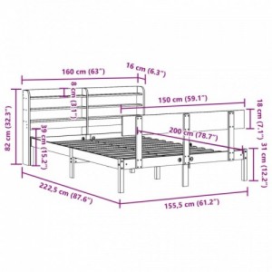 Tömör fenyőfa ágy matrac nélkül 150x200 cm