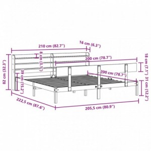 Fehér tömör fenyőfa ágy matrac nélkül 200 x 200 cm