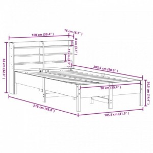 Viaszbarna tömör fenyőfa ágy matrac nélkül 90 x 200 cm