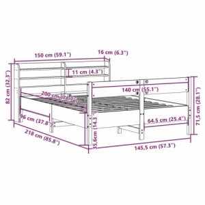 Viaszbarna tömör fenyőfa ágy matrac nélkül 140 x 200 cm