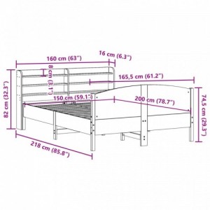 Viaszbarna tömör fenyőfa ágy matrac nélkül 150 x 200 cm