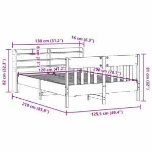 Viaszbarna tömör fenyőfa ágy matrac nélkül 120 x 200 cm