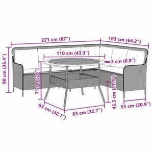 2 részes fekete polyrattan kerti ülőgarnitúra párnával