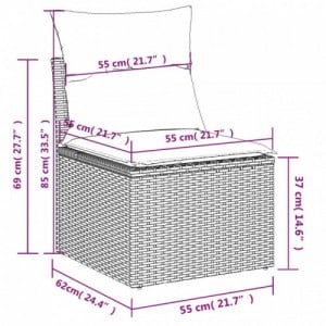 5 részes világosszürke polyrattan kerti ülőgarnitúra párnákkal