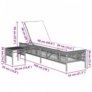 2 db bézs polyrattan napozóágy asztallal