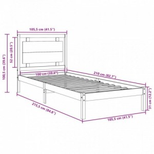 Tömör fa extra hosszú ágykeret matrac nélkül 100 x 210 cm