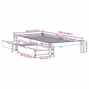 Viaszbarna tömör fenyőfa ágy matrac nélkül 100 x 200 cm