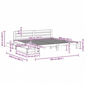 Tömör fenyőfa ágy matrac nélkül 200 x 200 cm