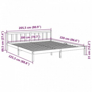 Tömör fenyőfa extra hosszú ágykeret matrac nélkül 200 x 220 cm