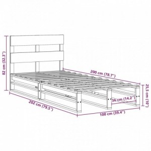 Tömör fenyőfa ágy matrac nélkül 100 x 200 cm