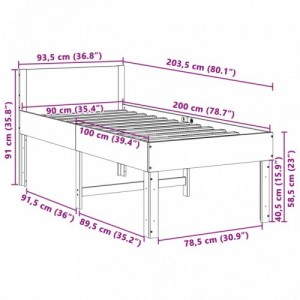 Tömör fenyőfa ágy matrac nélkül 90 x 200 cm