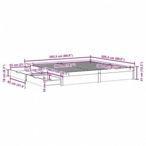 Tömör fenyőfa ágy matrac nélkül 200 x 200 cm