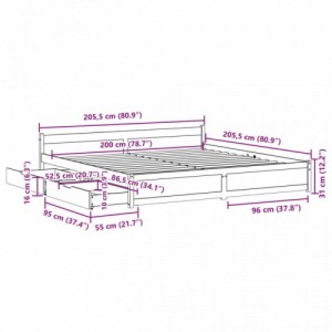 Tömör fenyőfa ágy matrac nélkül 200 x 200 cm