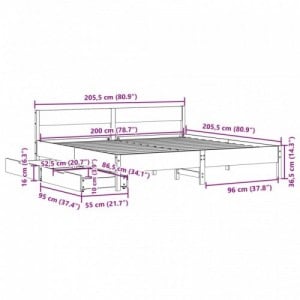 Viaszbarna tömör fenyőfa ágy matrac nélkül 200 x 200 cm