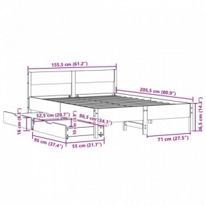 Viaszbarna tömör fenyőfa ágy matrac nélkül 150 x 200 cm