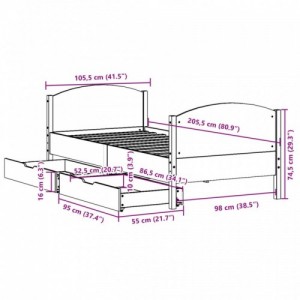 Tömör fenyőfa ágy matrac nélkül 100 x 200 cm