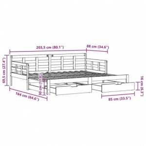 Kihúzható heverő fiókokkal matrac nélkül 80 x 200 cm