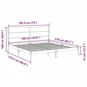 Fehér tömör fa extra hosszú ágykeret matrac nélkül 180 x 210 cm