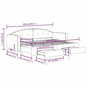 Világosszürke kihúzható bársony heverő fiókkal 80 x 200 cm