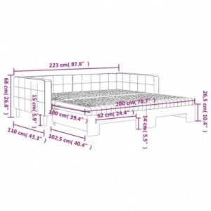 Sötétszürke kihúzható bársony heverő matraccal 100 x 200 cm