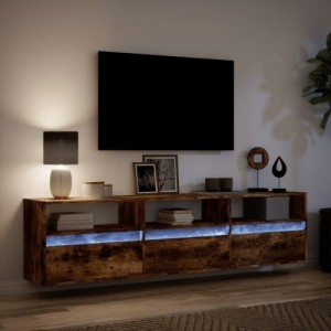 Füstös tölgy falra szerelhető TV-szekrény LED-del 180x31x45cm