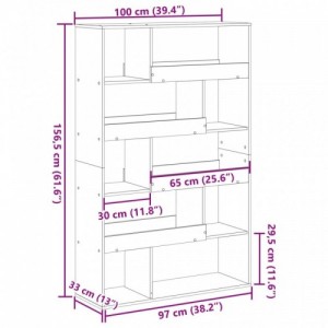 Barna tölgy színű szerelt fa könyvszekrény 100 x 33 x 156,5 cm