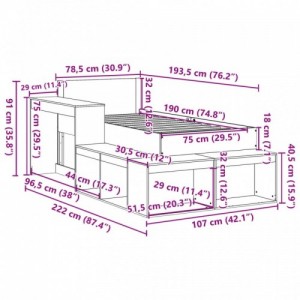 Tömör fenyőfa ágy matrac nélkül 75 x 190 cm