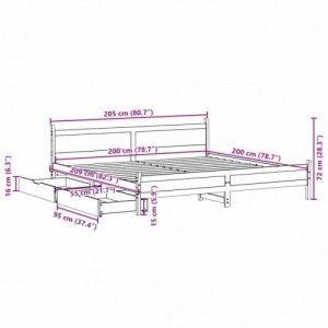 Fehér tömör fenyőfa ágy matrac nélkül 200 x 200 cm