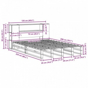 Tömör fa könyvespolcos ágy matrac nélkül 120 x 200 cm