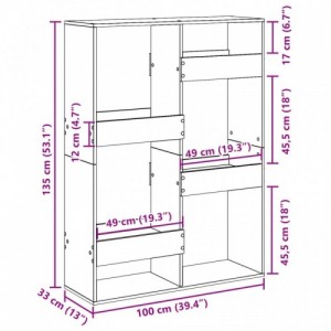 Fekete szerelt fa könyvespolc 100 x 33 x 135 cm