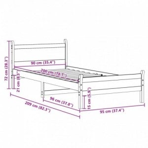 Viaszbarna tömör fenyőfa ágy matrac nélkül 90 x 200 cm