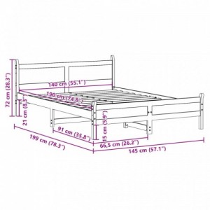 Viaszbarna tömör fenyőfa ágy matrac nélkül 140 x 190 cm