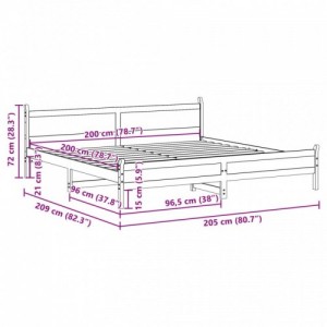 Viaszbarna tömör fenyőfa ágy matrac nélkül 200 x 200 cm