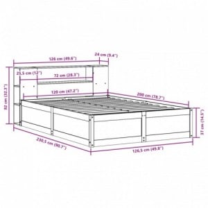 Viaszbarna tömör fenyőfa ágy matrac nélkül 120 x 200 cm