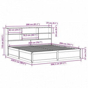 Fehér tömör fenyőfa ágy matrac nélkül 200 x 200 cm