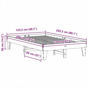 Fehér tömör fenyőfa ágy matrac nélkül 120 x 200 cm