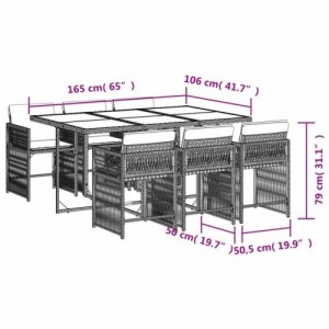 7 részes vegyes bézs polyrattan kerti étkezőgarnitúra párnákkal