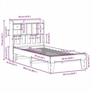 Viaszbarna tömör fenyőfa ágy matrac nélkül 90 x 200 cm