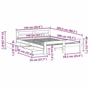 Viaszbarna tömör fenyőfa ágy matrac nélkül 140 x 200 cm