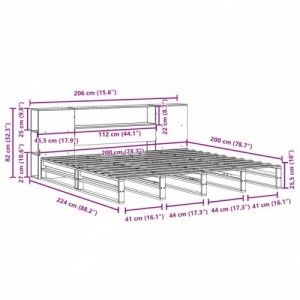 Tömör fa könyvespolcos ágy matrac nélkül 200 x 200 cm