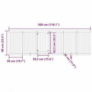 Nyárfa 6 paneles összecsukható kutyakapu ajtóval 300 cm