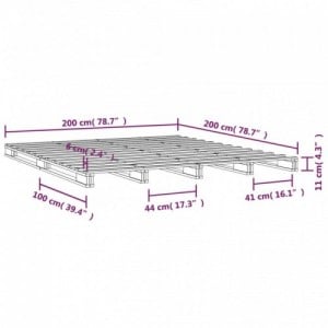 Fehér tömör fenyőfa raklapágy 200 x 200 cm