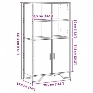 Fekete szerelt fa magasszekrény 79,5 x 35,5 x 137,5 cm