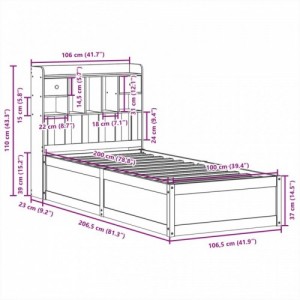 Viaszbarna tömör fenyőfa ágy matrac nélkül 100 x 200 cm